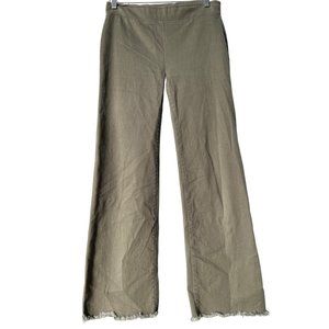 Loft Flat Front Straight Leg Raw Hem Pant Womens 2 Olive Green Cotton Blend